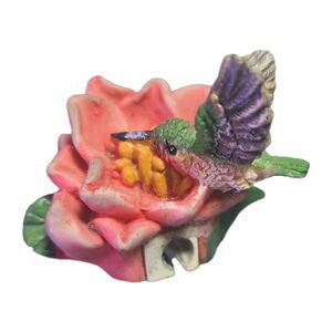 Vintage Resin Hummingbird Flower Pencil Sharpener Desk Figurine Retro Cute